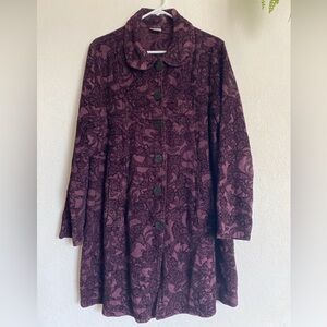 CMC Color Me Cotton Tapestry Jacquard Brocade Coat SZ Large Purple